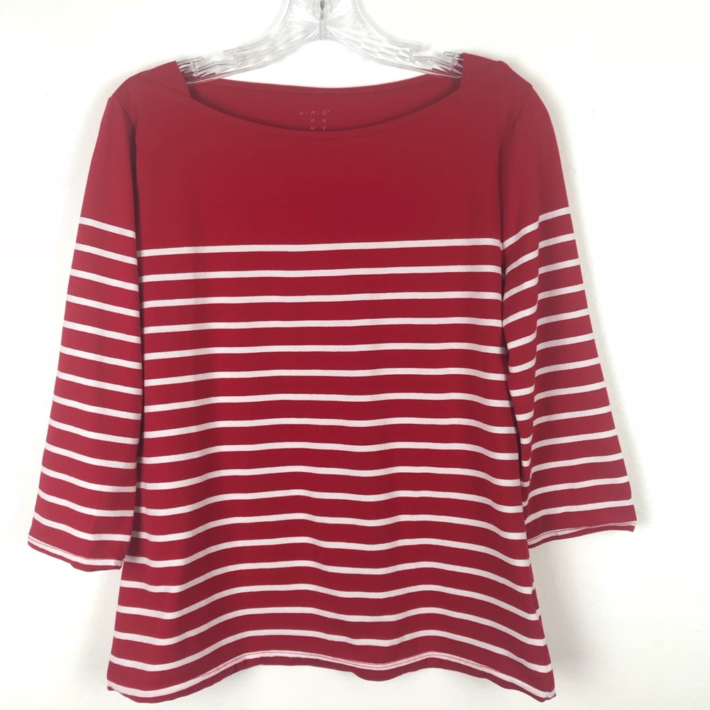 A New Day Red and White Striped Top Size Large